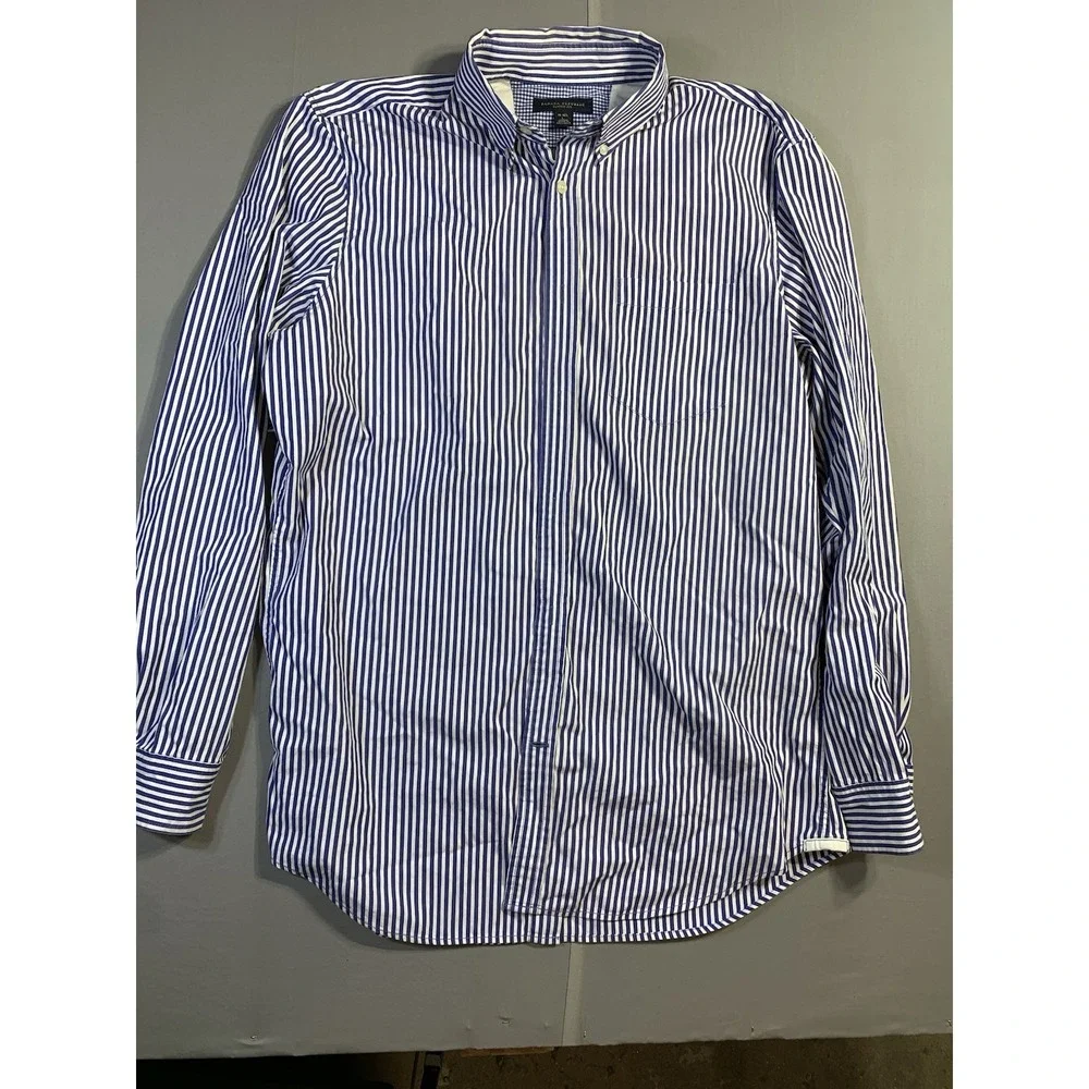 Banana Republic Shirt Adult Large Blue Button Up Classic Fit Stripes Men's